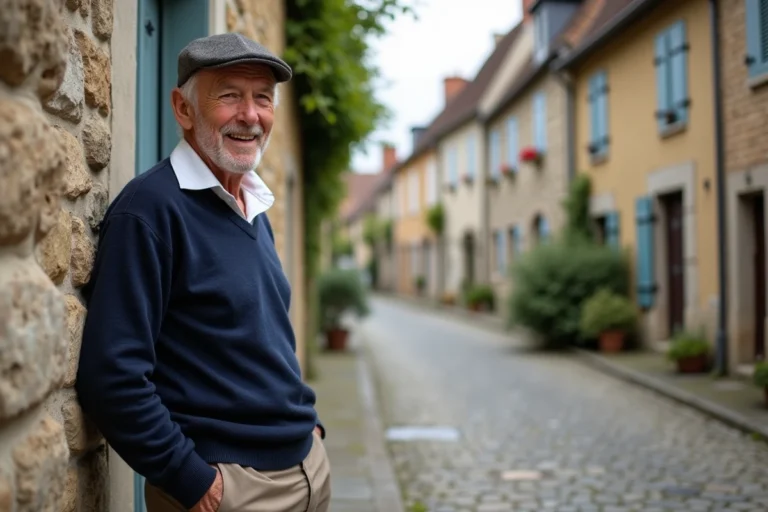 Homme âgé en pull marin dans la rue de La Pommeraye